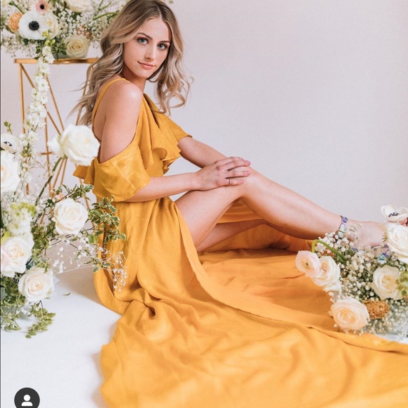 Lulus Dresses & Skirts - Lulus Layla Mustard Yellow Satin Wrap Dress. NEW